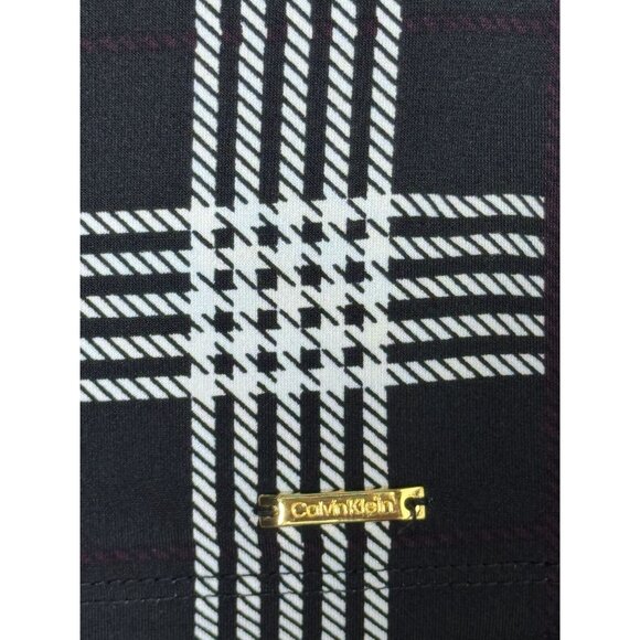 NWOT Calvin Klein S Tank Womens Sleeveless Pleated Plaid Gray black Blouse - Picture 6 of 6